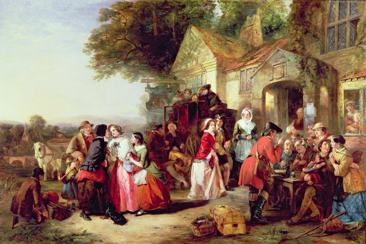 Coachens ankomst, 1850 af Thomas Falcon Marshall