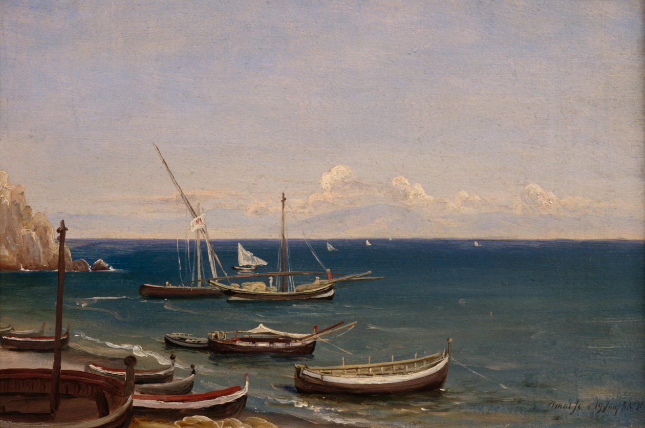 Både på stranden i Amalfi af Thomas Fearnley
