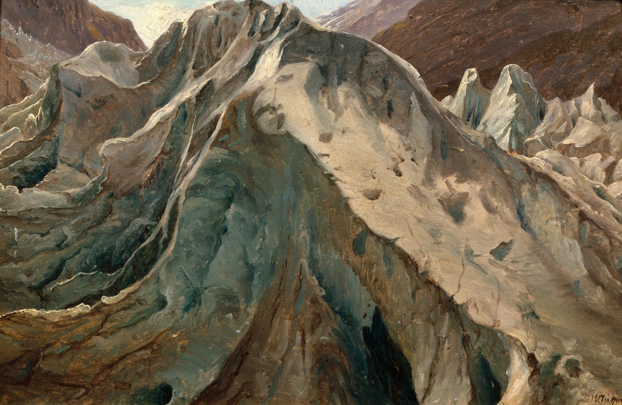 Studie fra Grindewald-gletsjeren af Thomas Fearnley