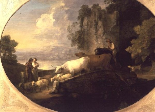 Kvæg krydser en bro af Thomas Gainsborough