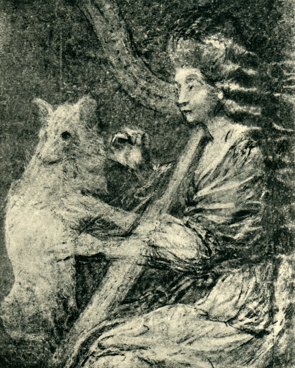 Harpespiller og hund, c1778, 1943. af Thomas Gainsborough