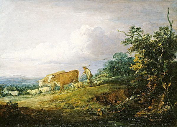 Landskab (olie på lærred) af Thomas Gainsborough