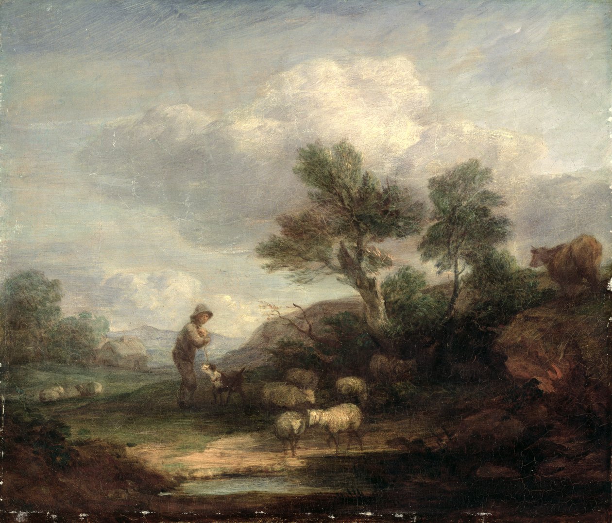 Landskab med får (olie på lærred) af Thomas Gainsborough