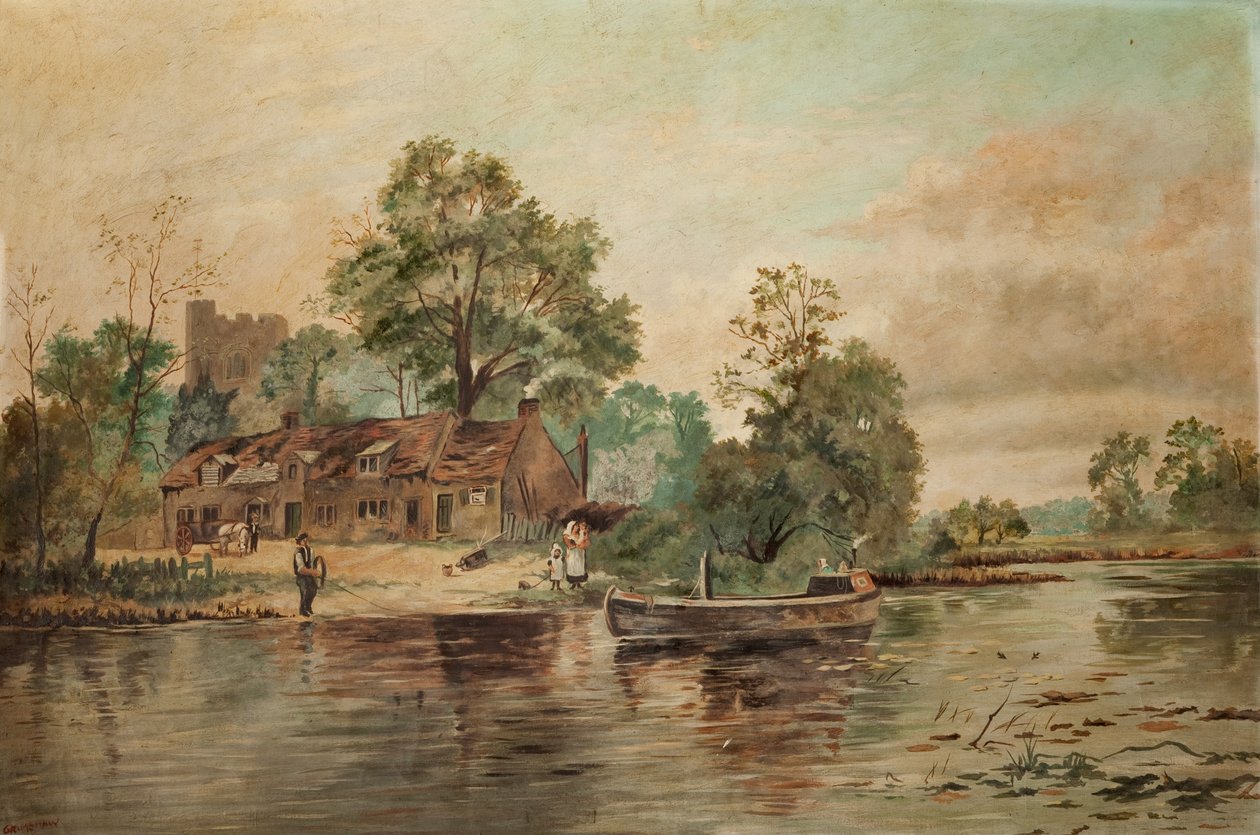 En flodscene af Thomas Grimshaw
