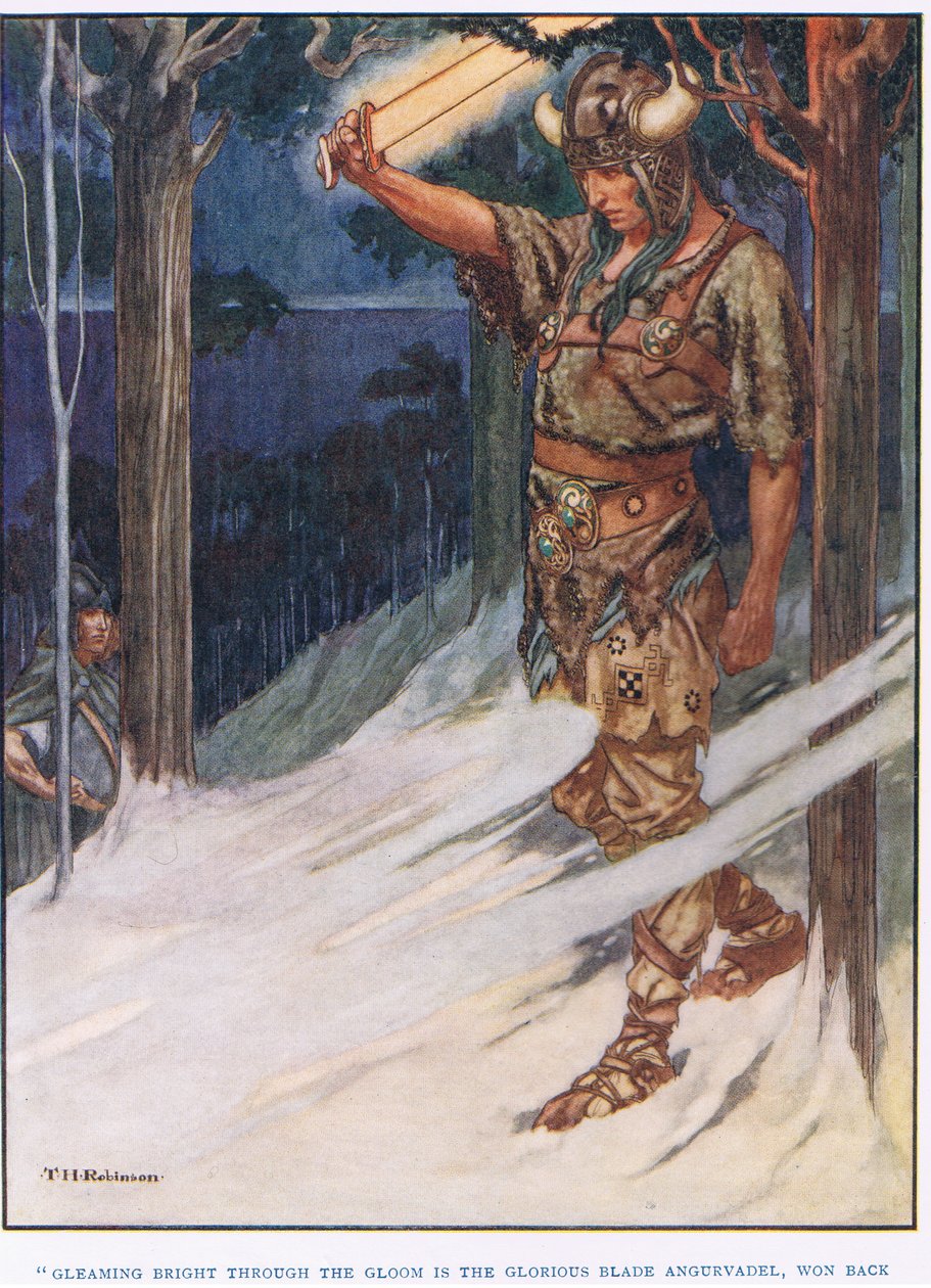 Skinner hvidt gennem mørket (litografi) af Thomas Heath Robinson