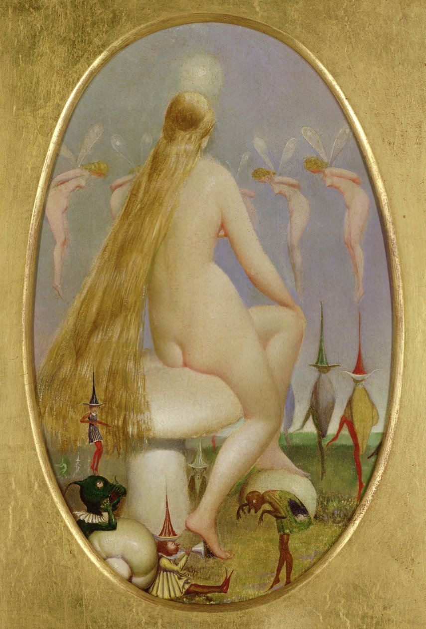 Fe siddende på en svamp, ca. 1860 af Thomas Heatherley