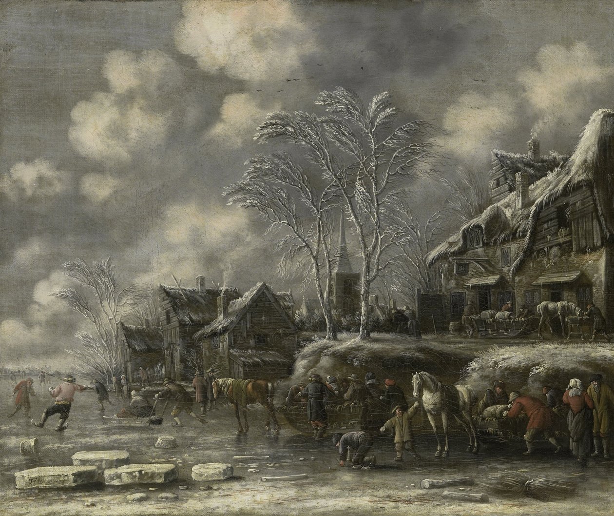 Vinterscene, 1675 af Thomas Heeremans