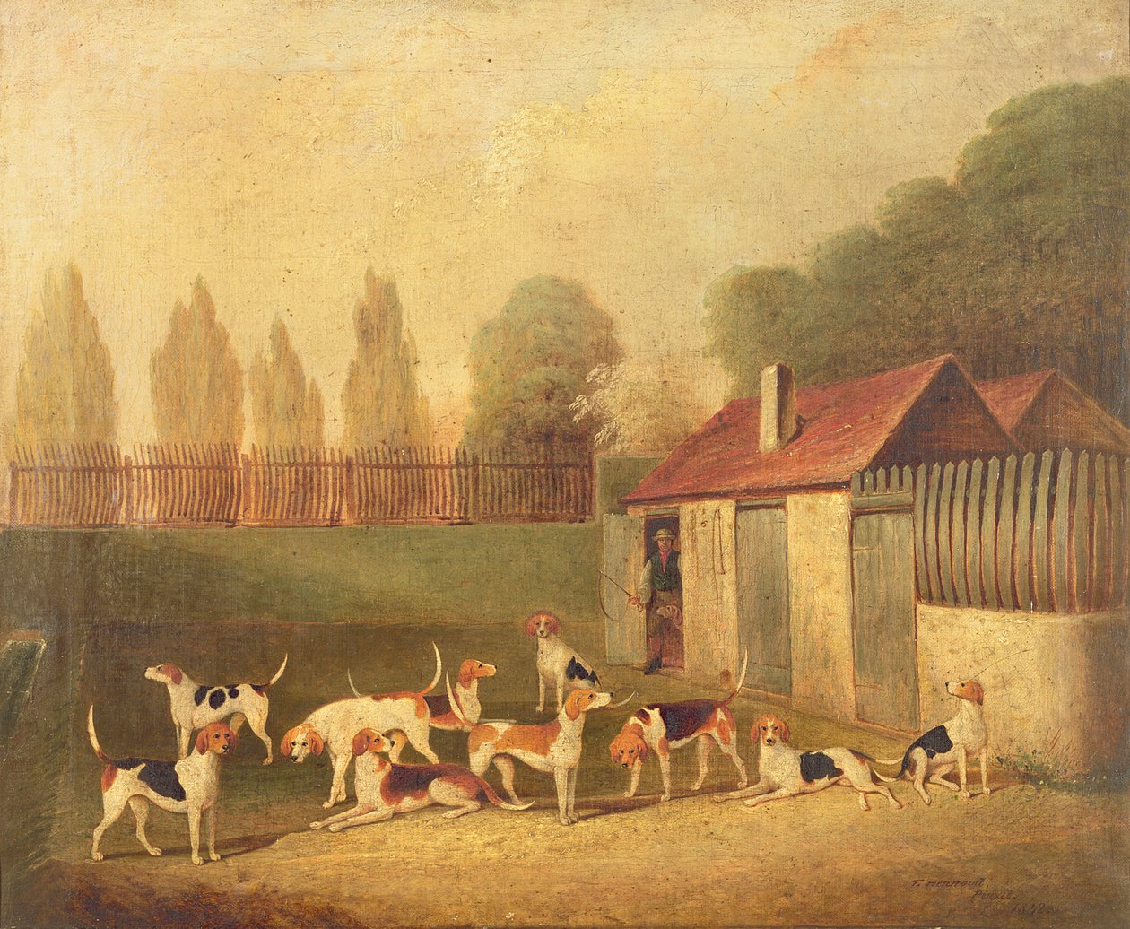 Rævehunde i en kennelgård af Thomas Henwood