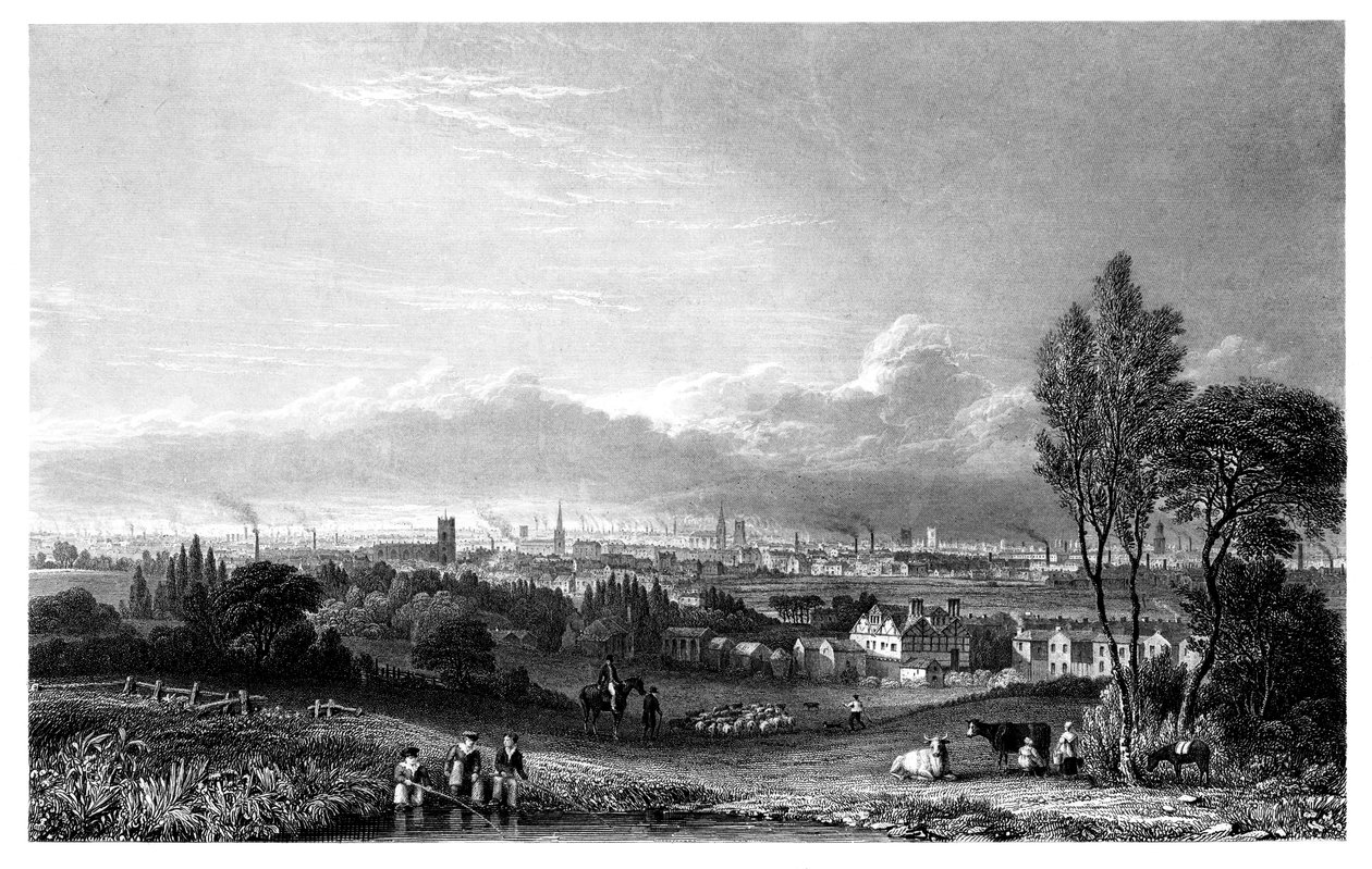 Udsigt over Manchester, 1844. af Thomas Higham