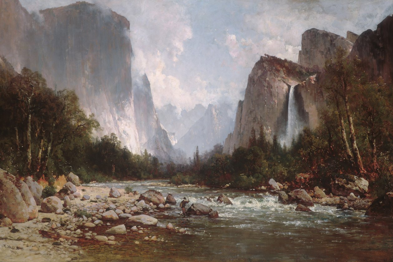 Udsigt over Yosemite Valley, 1885. af Thomas Hill