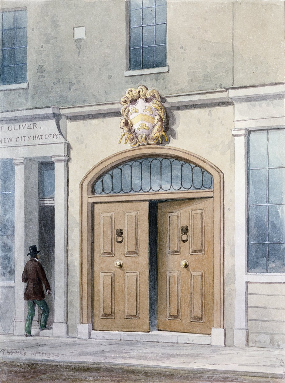 Indgangen til Coachmakers Hall, 1854 af Thomas Hosmer Shepherd
