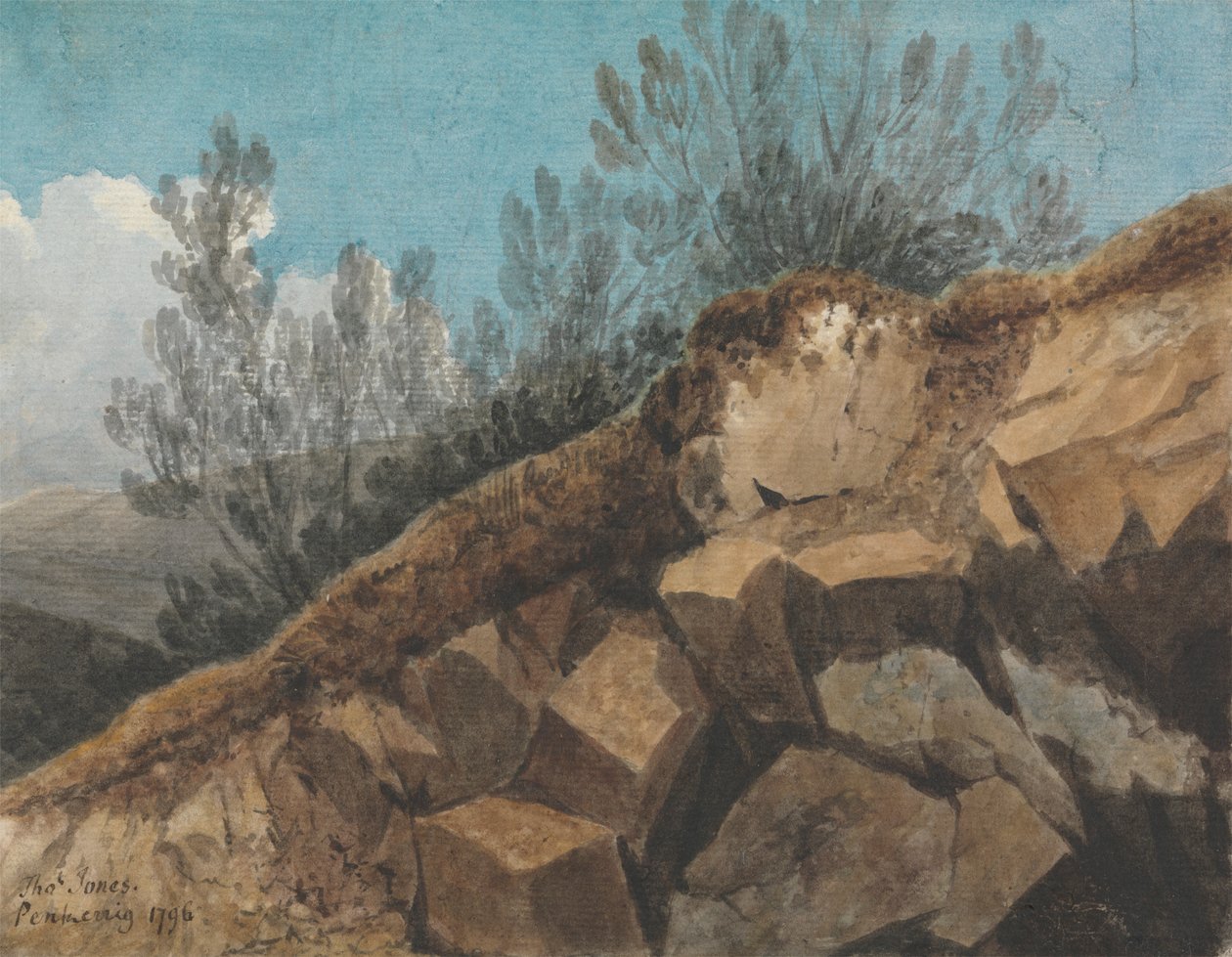 Study of Rocks, nær Pencerrig, Wales af Thomas Jones