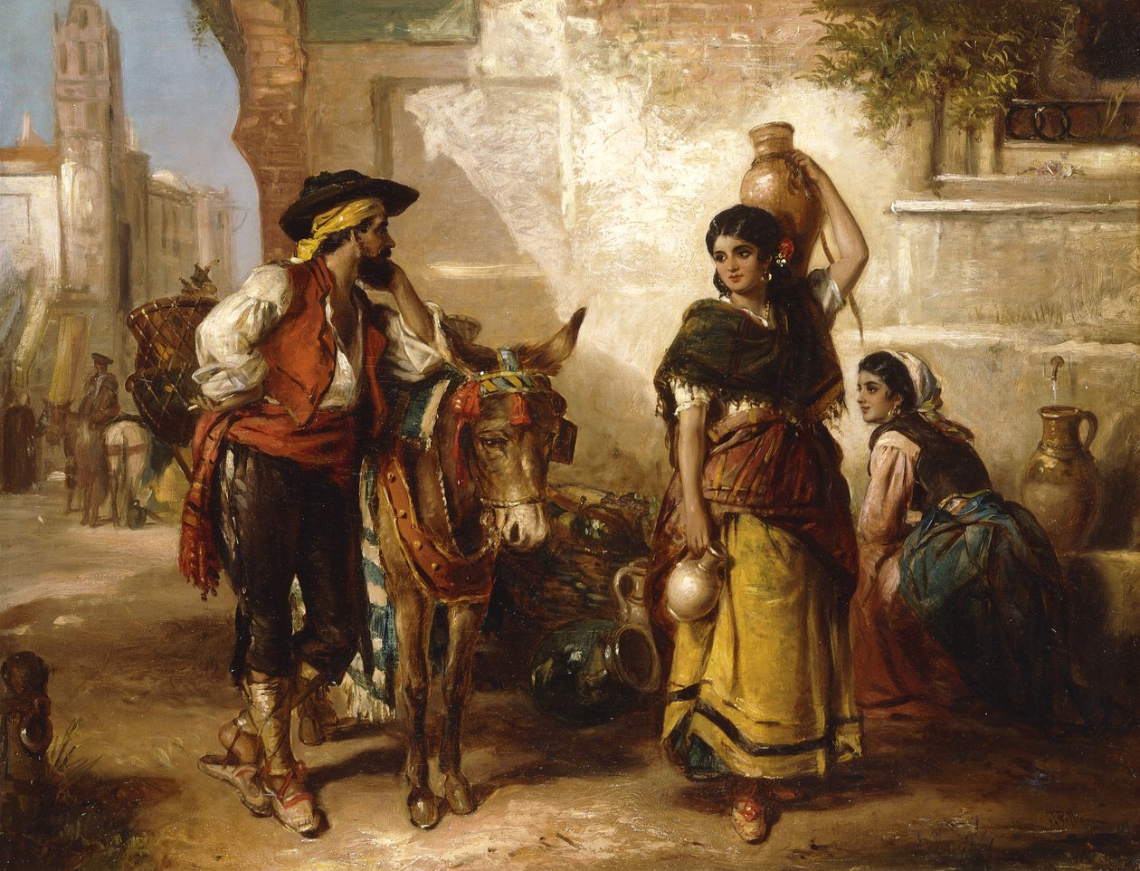 En snak ved springvandet, Sevilla, af Thomas Kent Pelham