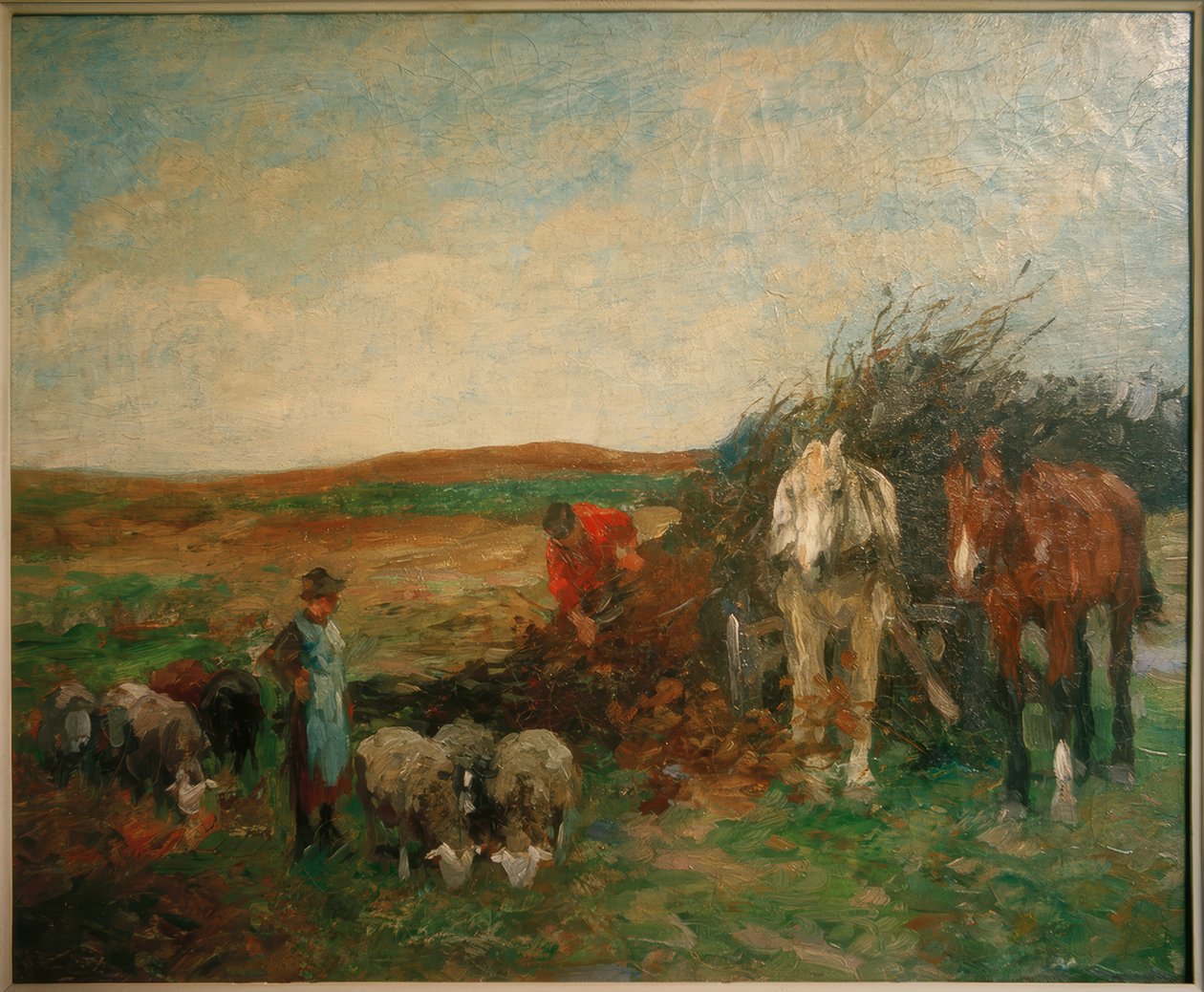 Børstevogn og får af Thomas Ludwig Herbst