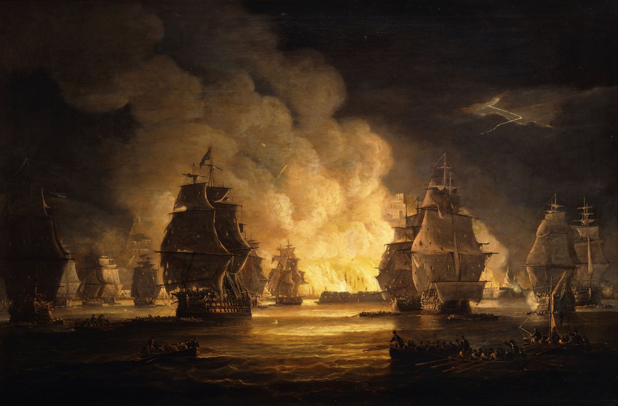 Slaget ved Algier: Bombardementet, 1824 af Thomas Luny