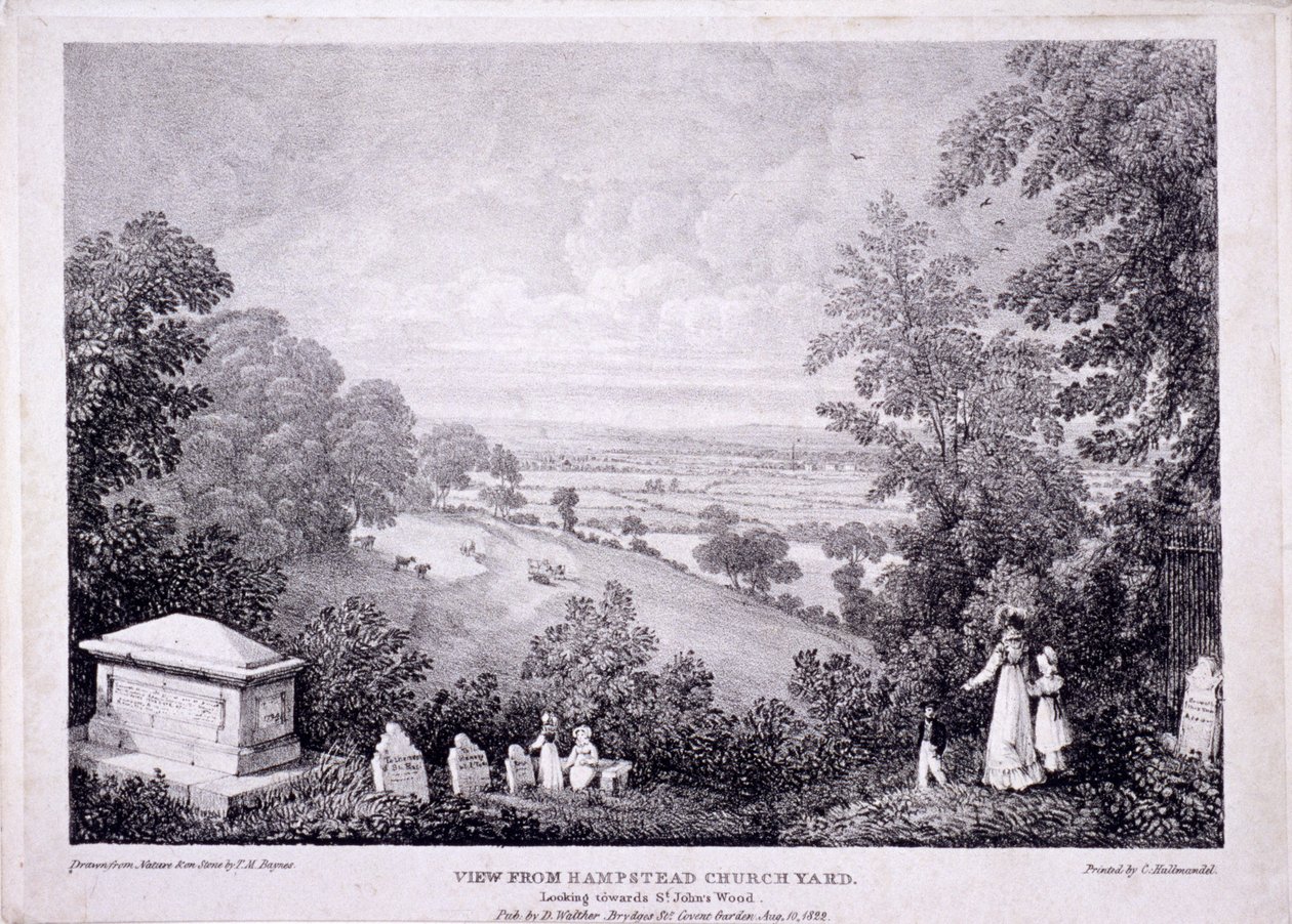 Generel udsigt over Hampstead, London. 1822 af Thomas Mann Baynes