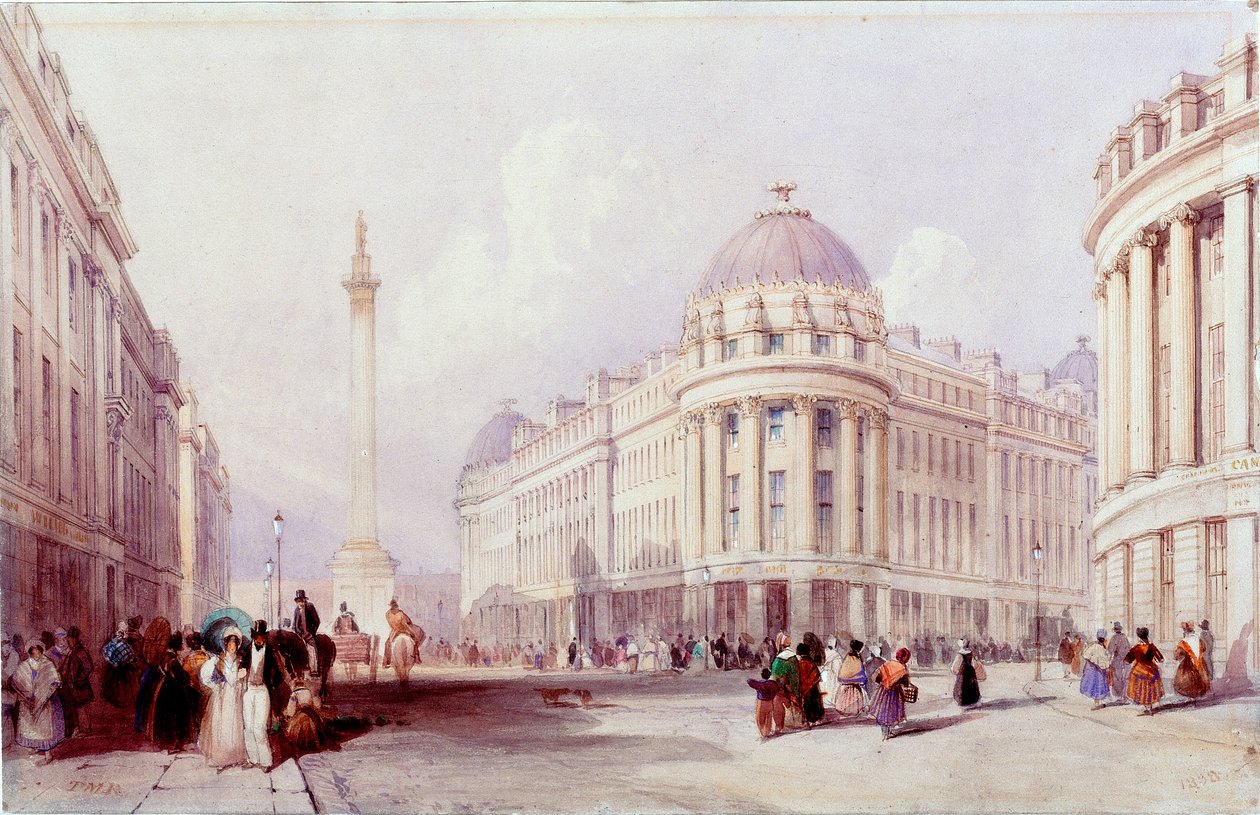 Grainger Street, Newcastle upon Tyne (kropsfarve) af Thomas Miles Richardson