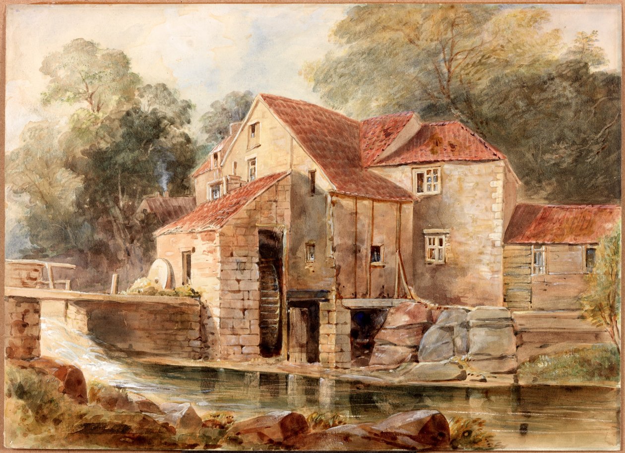 The Mill, Jesmond Dene (kropsfarve) af Thomas Miles Richardson