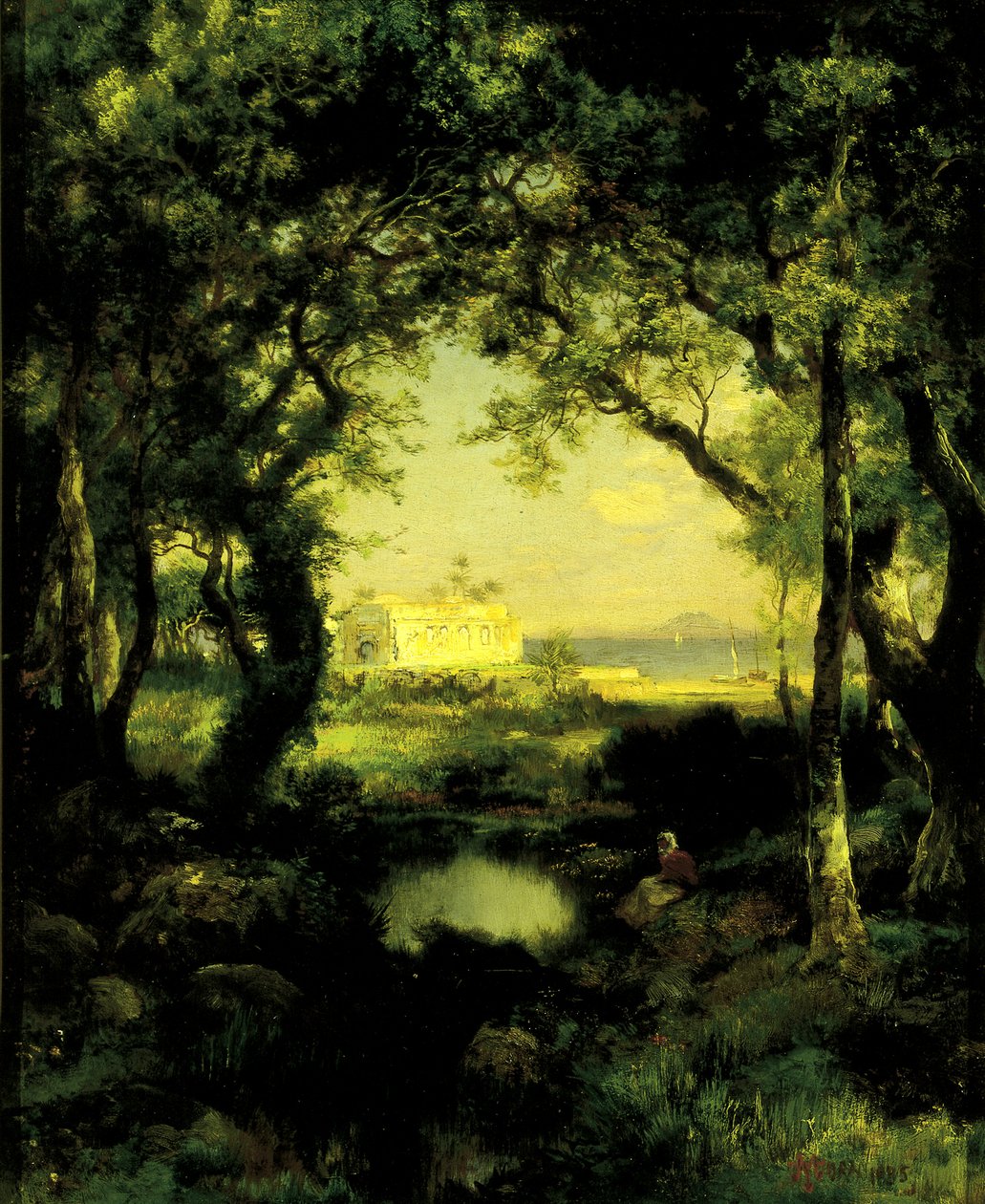 En mexicansk Hacienda, Cuitzeo-søen, 1885. af Thomas Moran