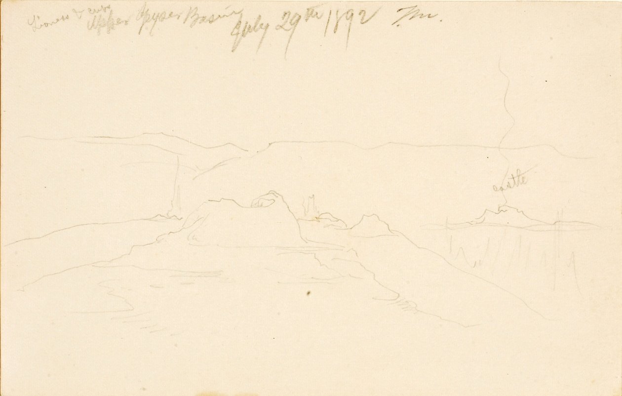 Løvinde og unger, Upper Geyser Basin af Thomas Moran