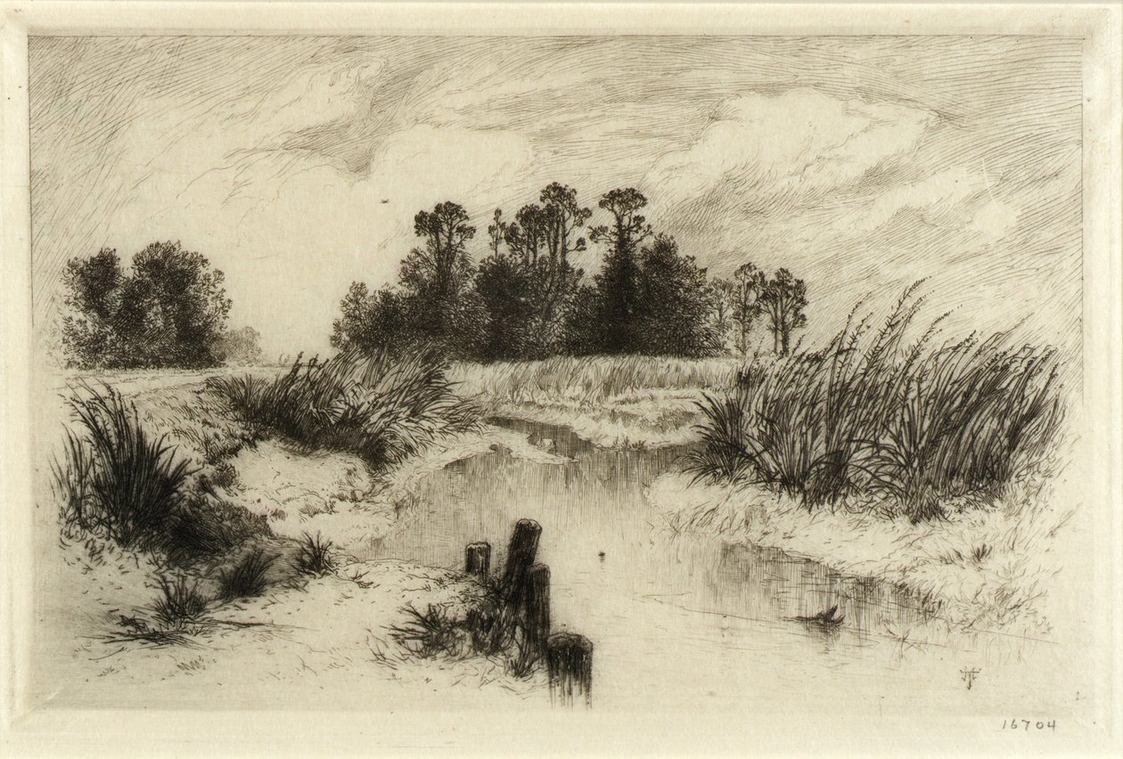 I nærheden af Easthampton, L.I. (Passaic Meadows) af Thomas Moran