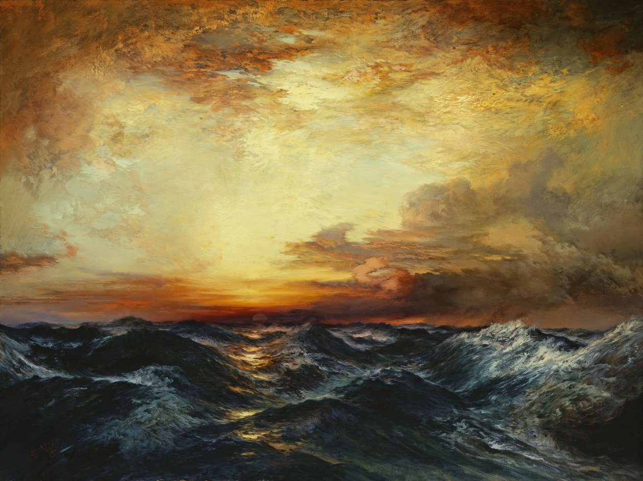 Stillehavssolnedgang, 1907 af Thomas Moran
