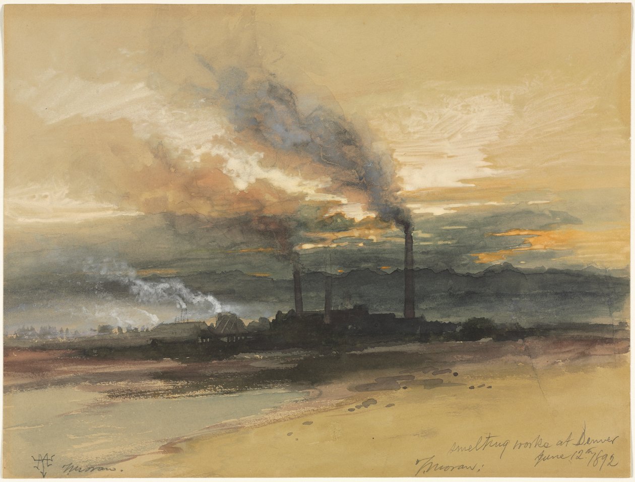 Smelteværk i Denver af Thomas Moran