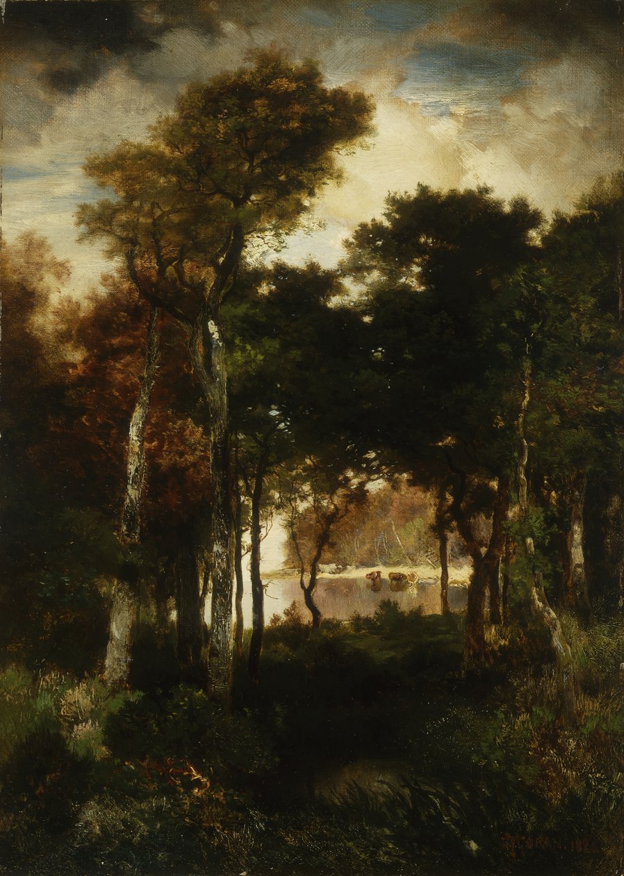 Skov ved en flod, 1886 af Thomas Moran