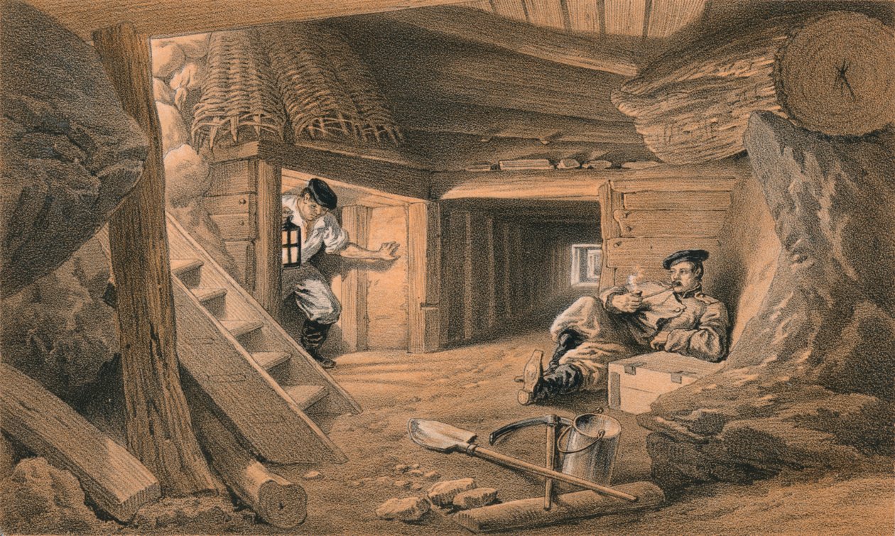 Mine i Bastion du Mat, 1856 af Thomas Picken