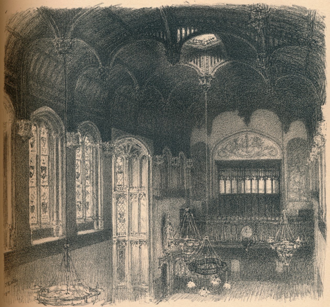 Interiør af Crosby Hall, 1902 af Thomas Robert Way