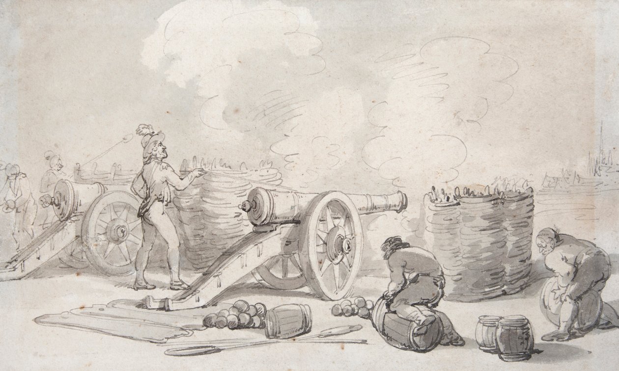 En fransk artilleridivision i aktion (akvarel) af Thomas Rowlandson