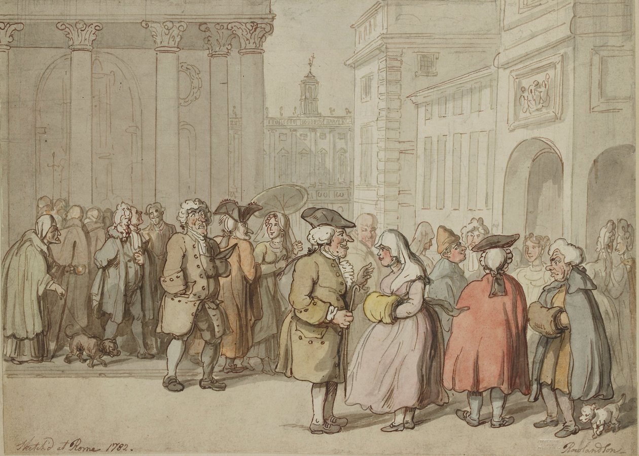 En gruppe skitseret i Rom, 1770-1820 af Thomas Rowlandson