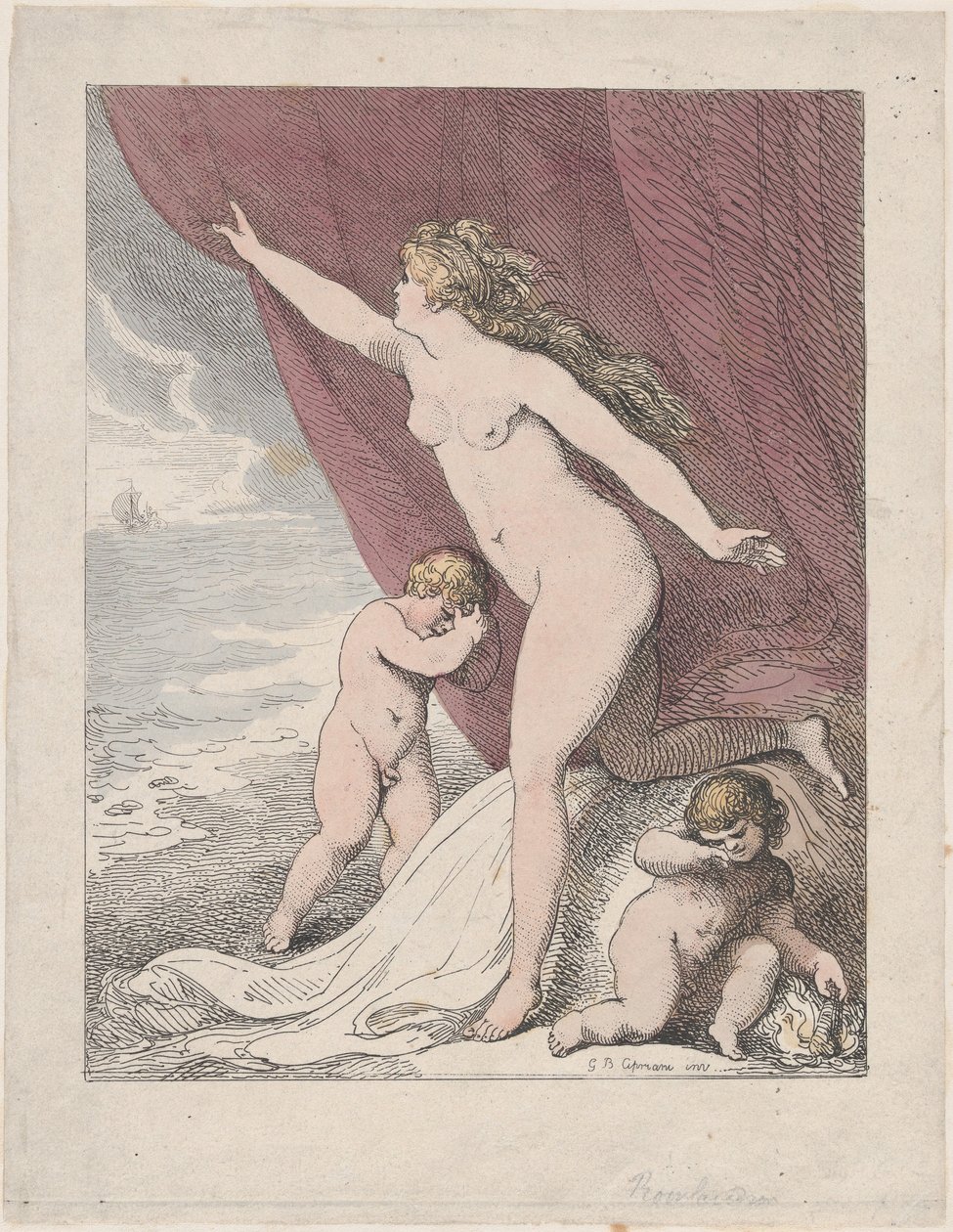 Ariadne forladt af Theseus, 1790-99., 1790-99. af Thomas Rowlandson