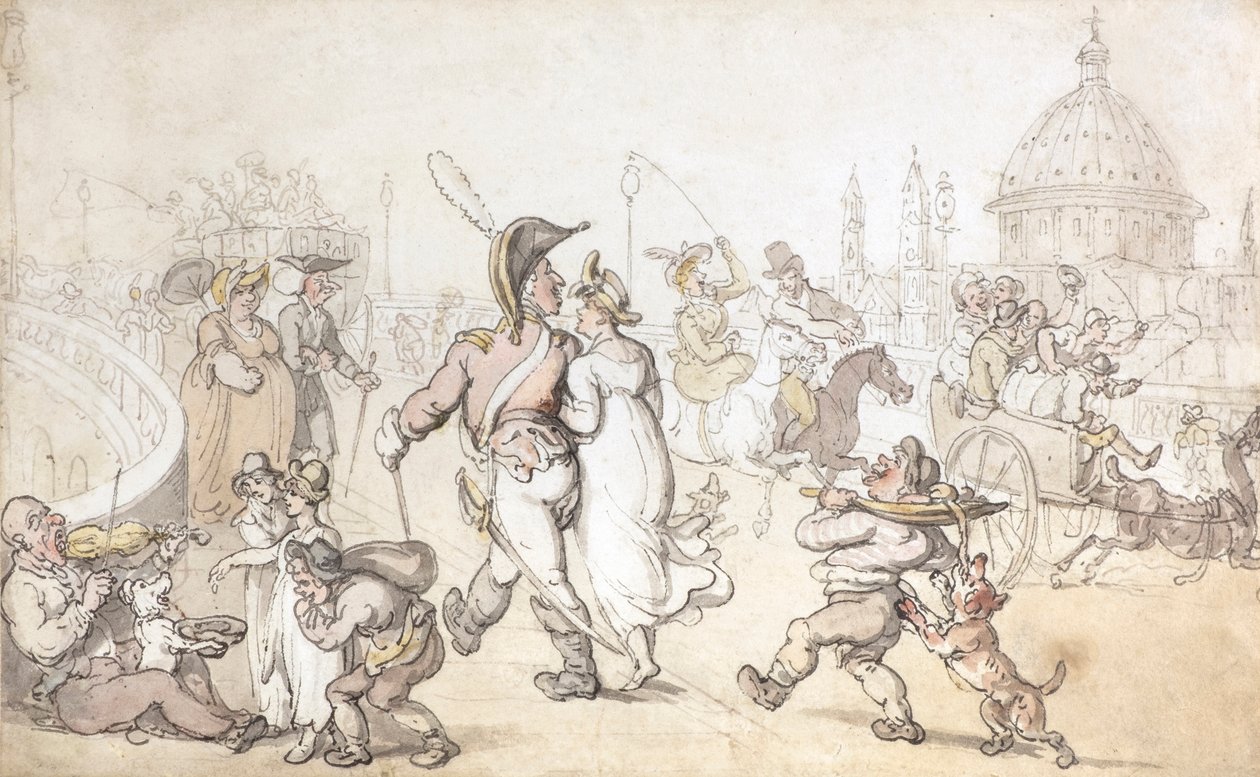 Blackfriars Bridge (akvarel) af Thomas Rowlandson