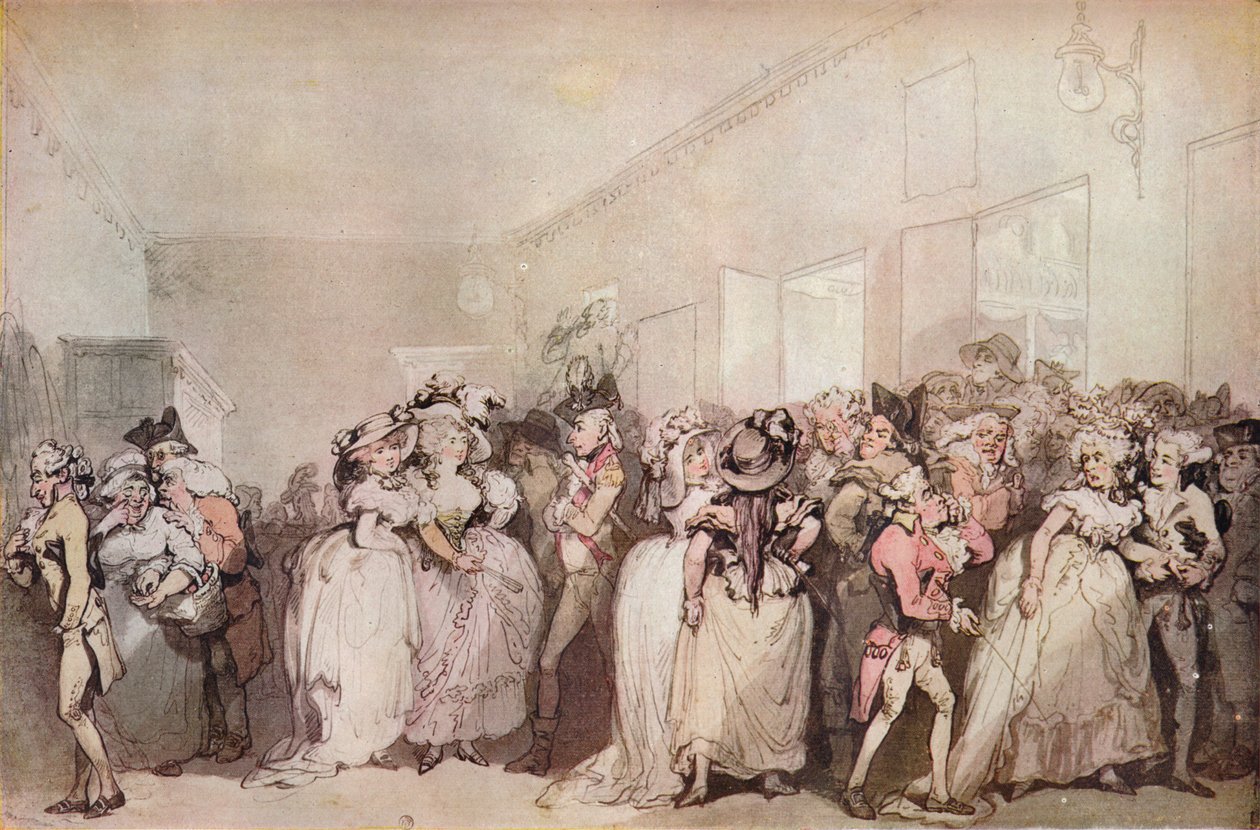 Box Lobby liggestole fra 1785, c1785 af Thomas Rowlandson