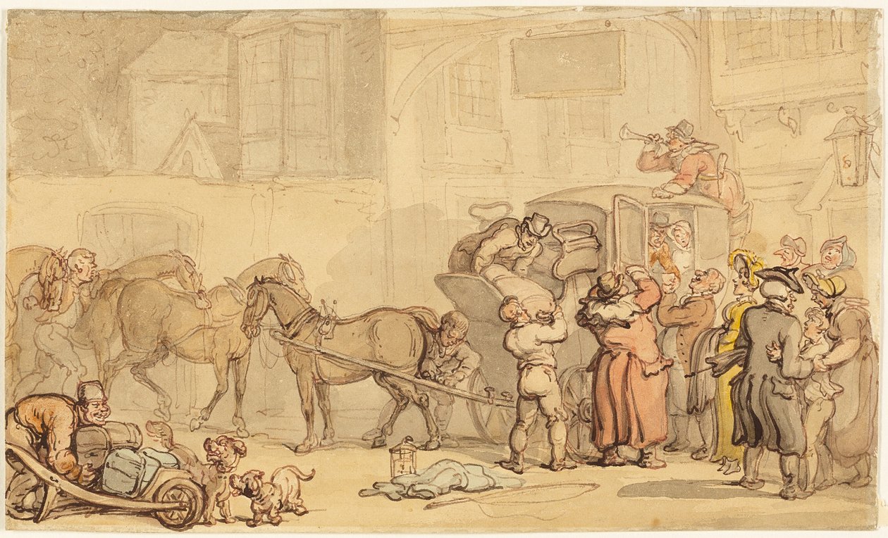 Træner skiftende heste af Thomas Rowlandson