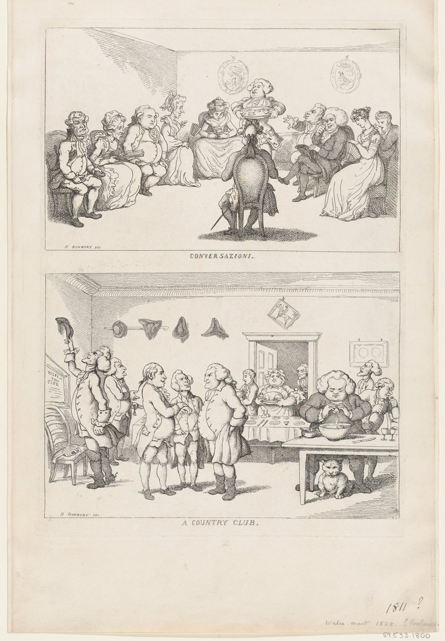 Samtale og en Country Club, 1806-11., 1806-11. af Thomas Rowlandson