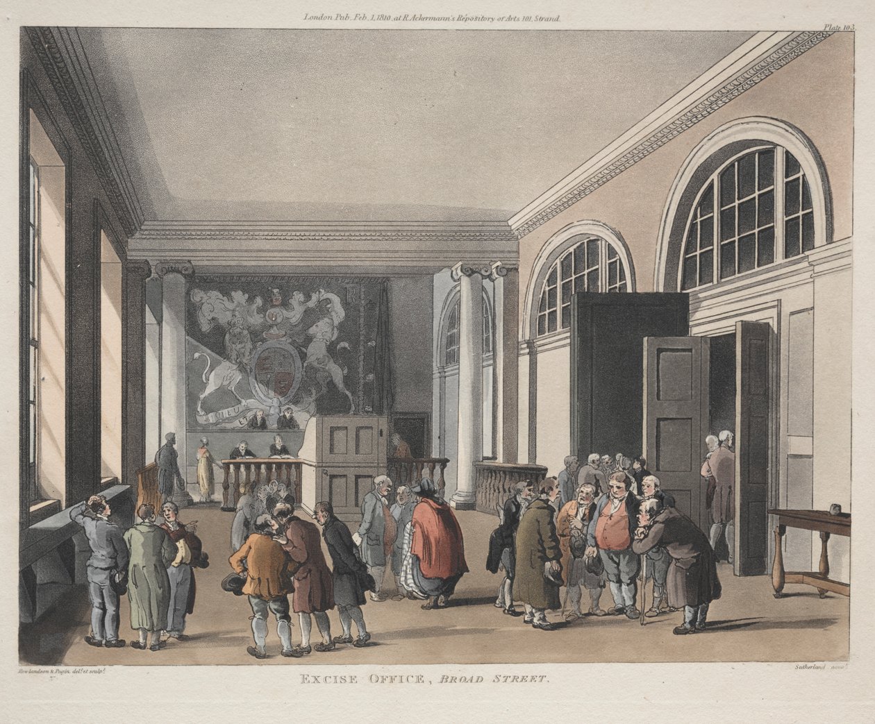 Skattekontoret, Broad Street af Thomas Rowlandson