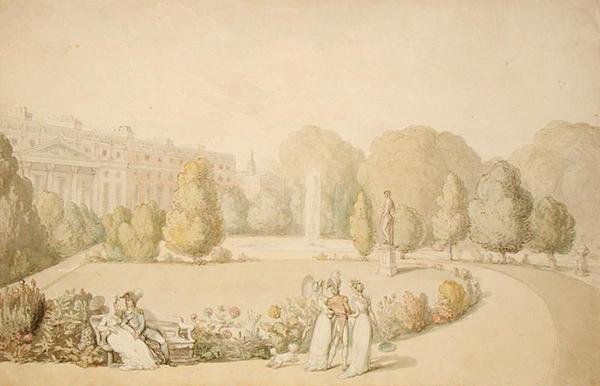 Hampton Court Palace, havefronten af Thomas Rowlandson