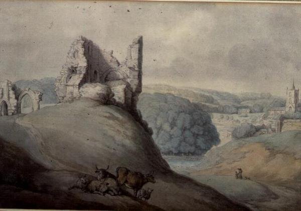 Harborough Castle, Yorkshire af Thomas Rowlandson