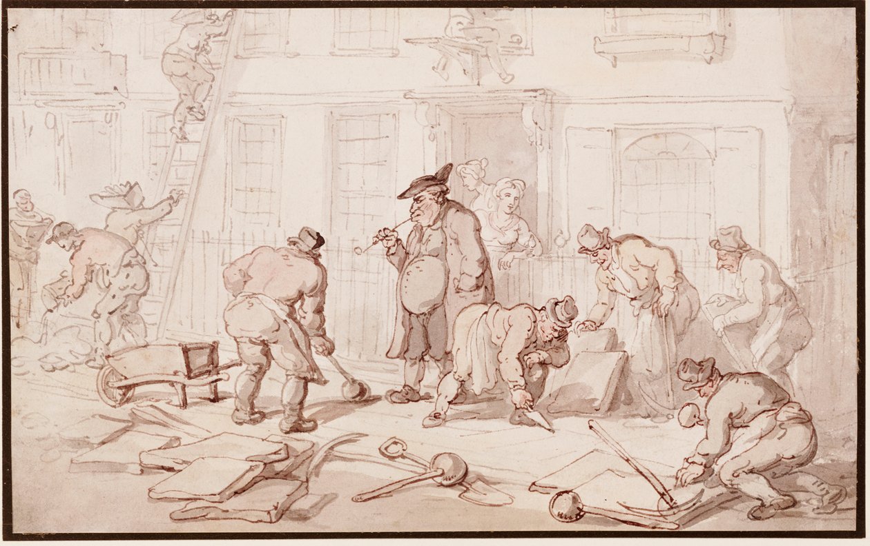 Arbejdere, der lægger et fortov af Thomas Rowlandson