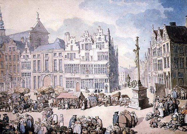 Place de Mer, Antwerpen af Thomas Rowlandson