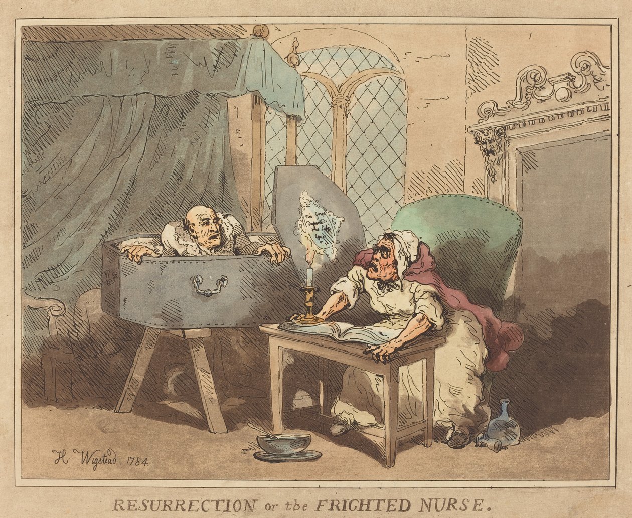 Opstandelse eller den skræmte sygeplejerske af Thomas Rowlandson