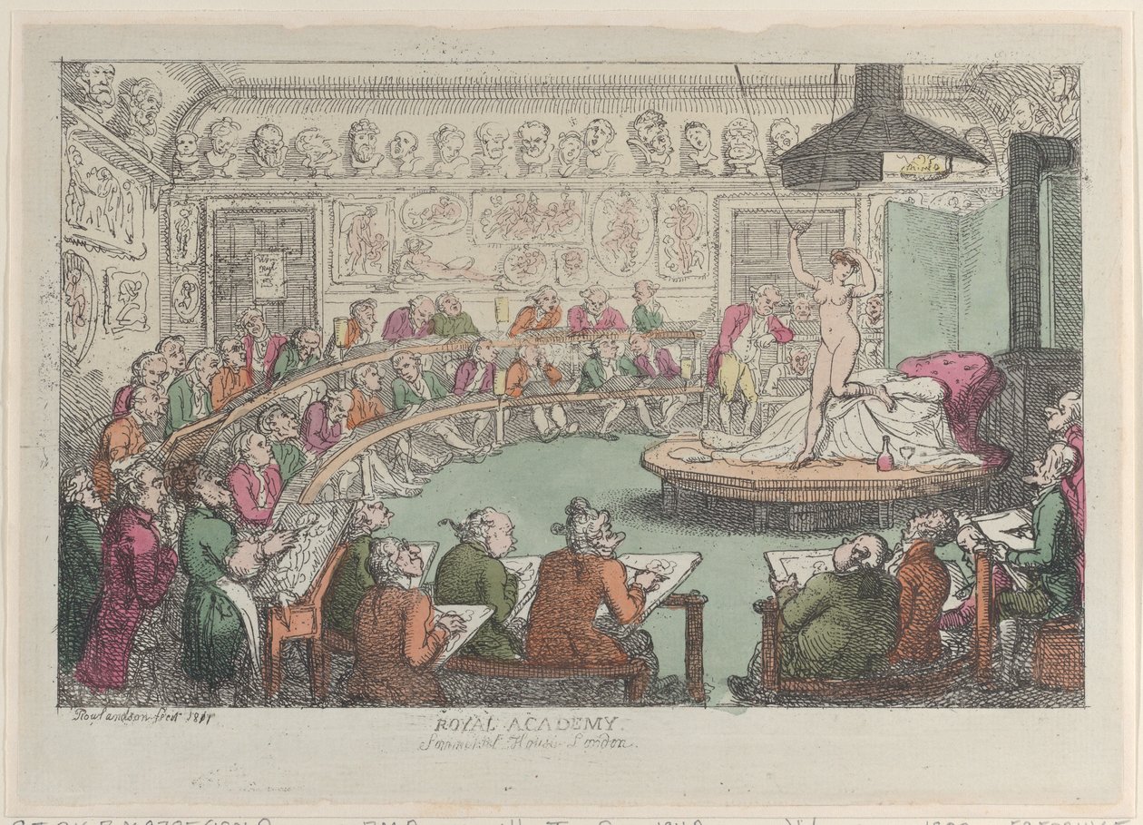 Royal Academy, Somerset House, London, 1801-11., 1801-11. af Thomas Rowlandson