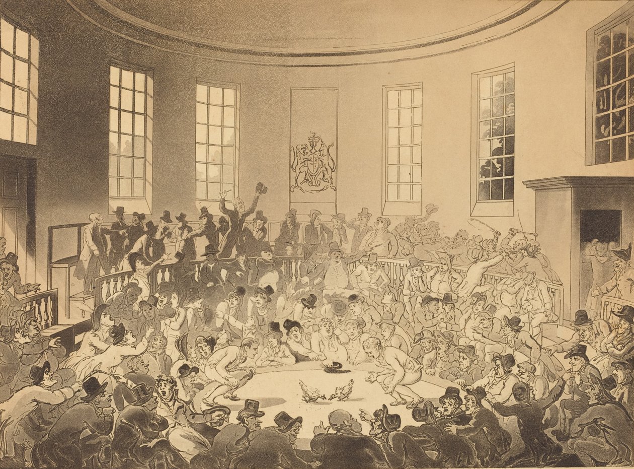 Royal Cock Pit, udgivet 1808. af Thomas Rowlandson
