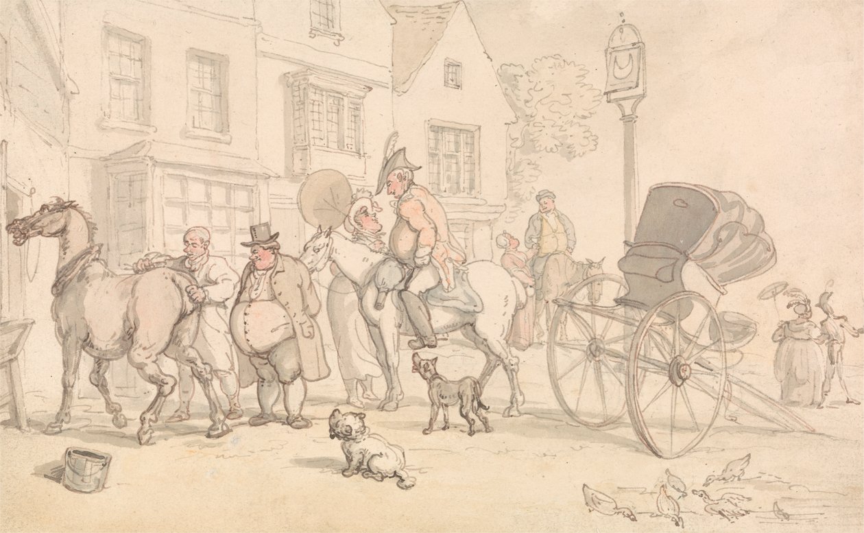 Scene uden for Half-Moon Inn af Thomas Rowlandson