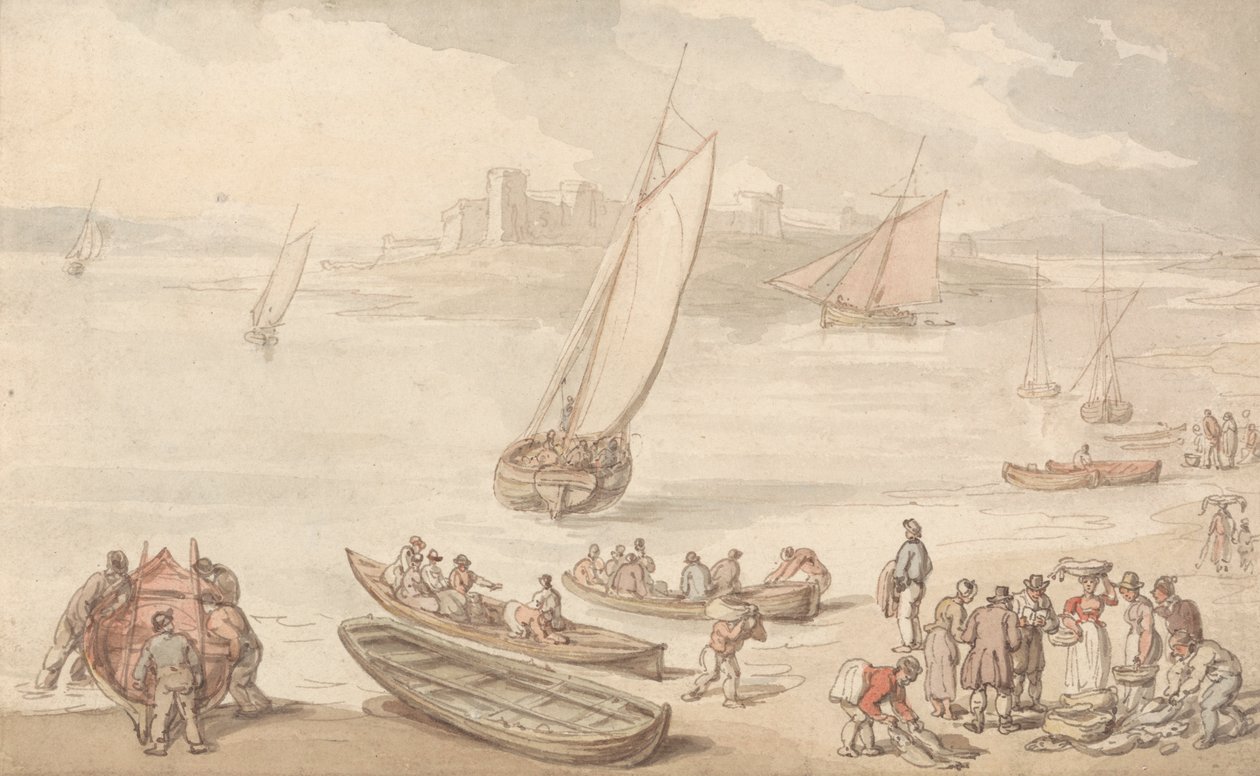 Sælger fisk på stranden af Thomas Rowlandson