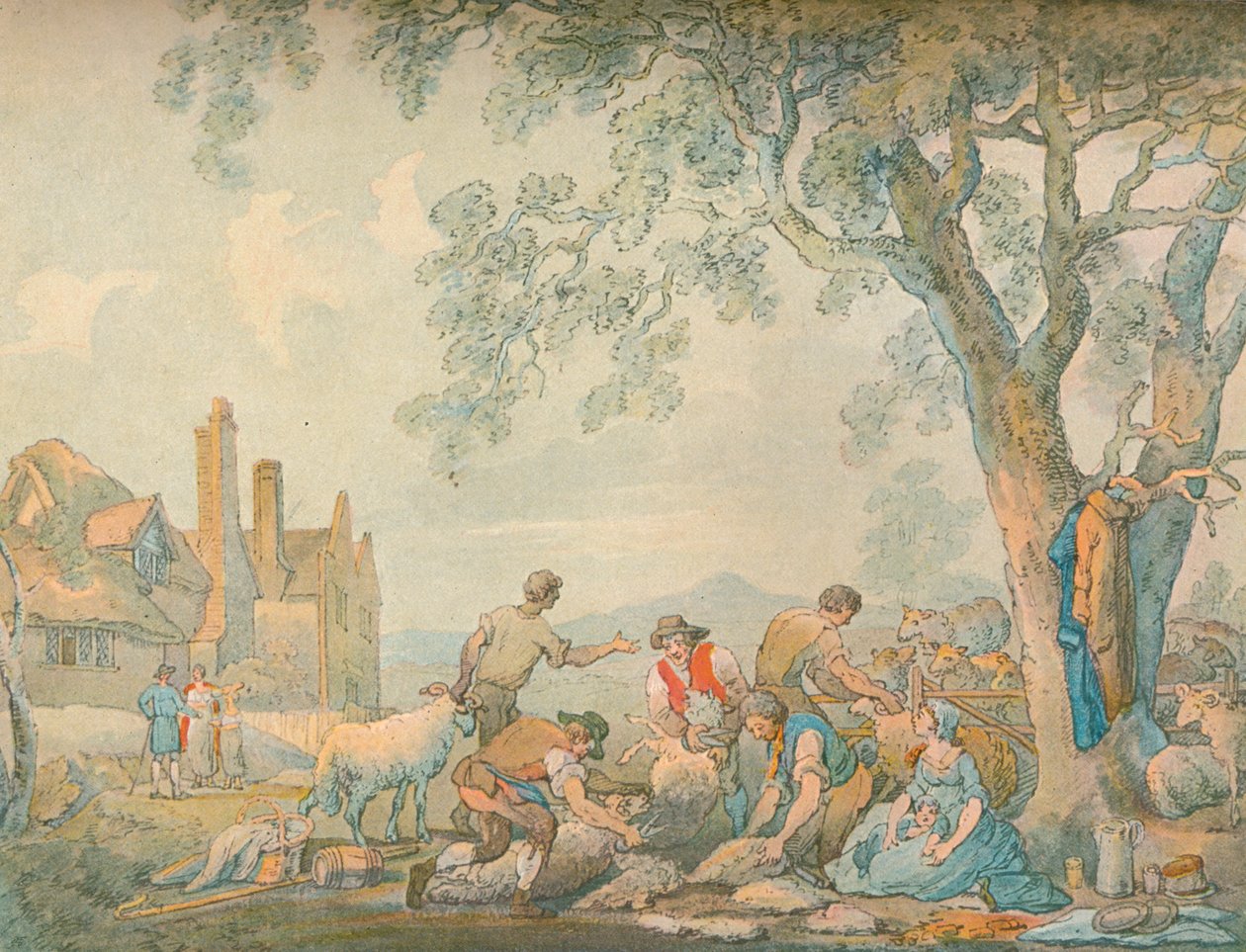 Fåreklipping, c1776-1827, 1906 af Thomas Rowlandson
