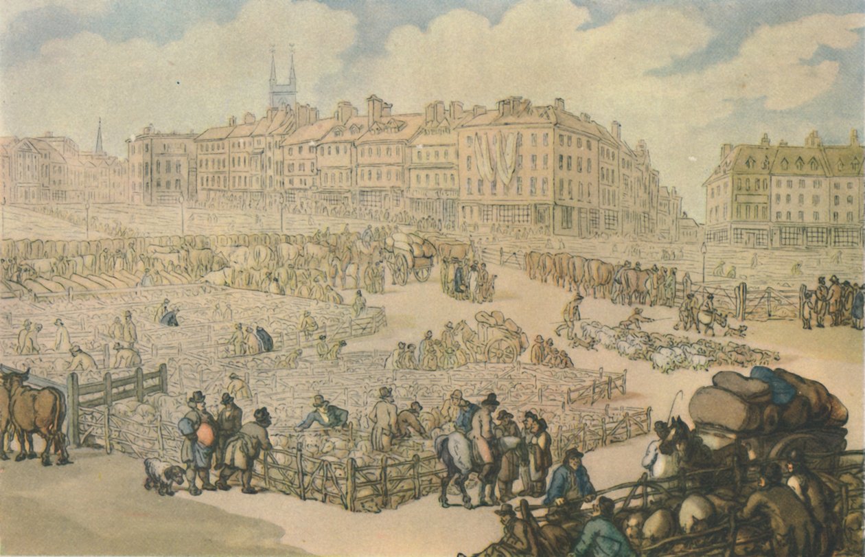 Smithfield Meat Market, c1816, 1944. af Thomas Rowlandson