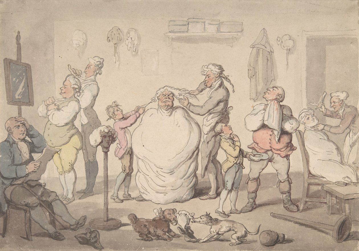 Frisøren, 1785-1805. af Thomas Rowlandson